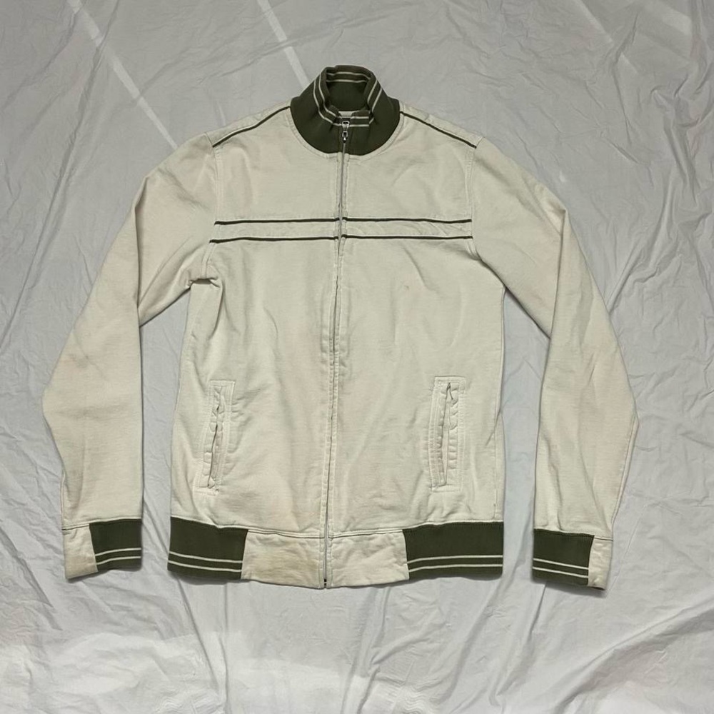 Y2k white & khaki Zipup sweatshirt